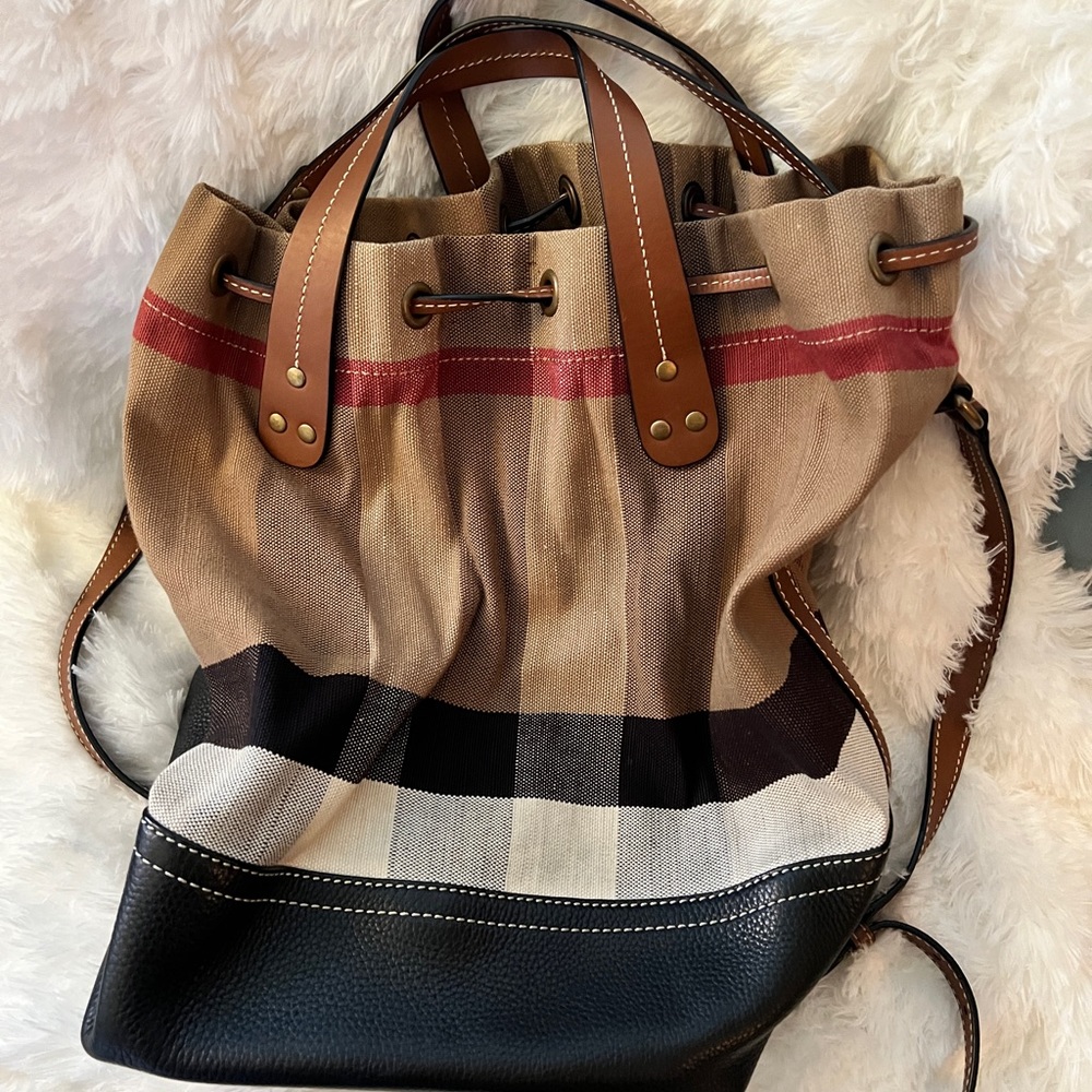 Burberry Brown Heston Check Bucket Bag